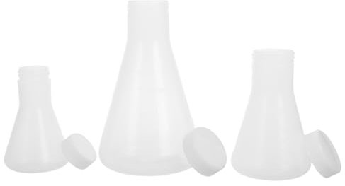 GARVALON 3pcs Educational Science Toy Plastic Conical Flask Lab Beakers for Boys and Girls Cylinders and Beakers School Learning Equipment