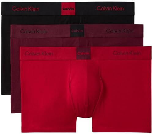Calvin Klein Uomo Pantaloncini Boxer Confezione da 3 Intimo, Multicolore (Black/Scooter/Zinfandel), L
