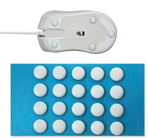 Mousee Fuß-Skates, runde Pads – rutschfeste Unterseite für Mausfüße gleiten, glatte Mausgleiter, Boden-Punkt-Aufkleber, Pelf-Klebeband, verschleißfest, gebogen, Teflon, rote Mäusefüße