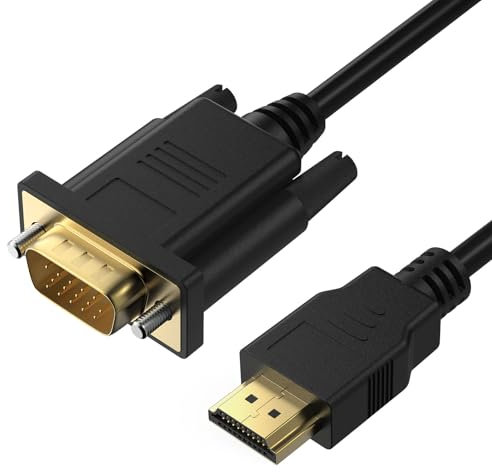 Tobfit HDMI auf VGA Kabel 1,8M, 1080P VGA to HDMI (Stecker auf Stecker), HDMI zu VGA Konverter-Kabel Adapter für Raspberry Pi, Roku, Computer, Desktop, Laptop, PC, Monitor, Projektor, HDTV