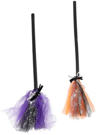 DEARMAMY 2 Stück Halloween Hexenbesenkostüm Zauberer Fliegender Besen Pflanzen Gefälscht Girlande Künstlich Hexenhut Hexen-Cosplay-Besen Hexenbesen Besenstiel-Halloween- Fee Tuch