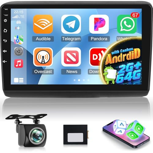 NHOPEEW Radio de Voiture 2+64G pour Fiat Ducato 3/Peugeot Boxer 2/Citroen Jumper2 2011-2022 - Carplay sans Fil et Android Auto - Stéréo Android 13 de 9 Pouces avec WiFi EQ GPS FM RDS