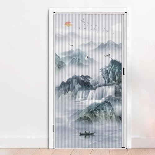 Porta soffietto da interno Senza Trapano Kit Porta Scorrevole a Libro, Su Misura Porte Interne a Scomparsa, Alluminio a Nido D'ape Cancello Divisorio con Maniglia e Serratura(H- 203cm,W - 74 cm)