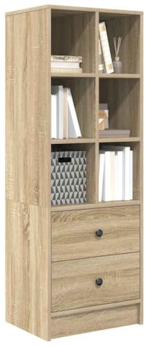 vidaXL Highboard mit Schubladen Sonoma-Eiche 45,5 x 34 x 127 cm, Großer Stauraum, rechteckiger Design-Hochschrank, stylische Wohnzimmermöbel, funktionale Einheit