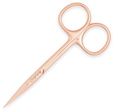 Grip Scissor Precision Rose Gold R5 - Edelstahl Beauty Schere für Augenbrauen, Gesichtshaar & Nageltrimmen - Feine Spitze mit rutschfestem Roségold-Finish für Detailarbeiten
