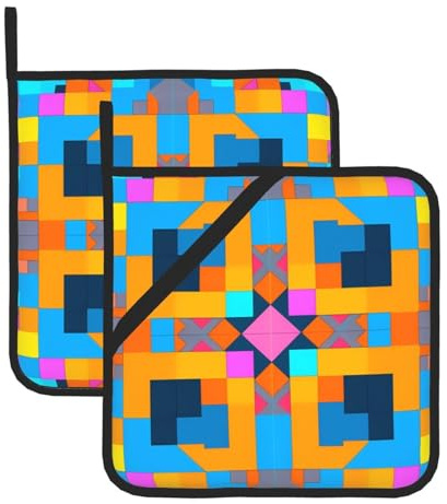numerical jigsaw puzzle Pattern pot mats set of 2 - washable oven mats for kitchen countertops, dining tables, barbecues