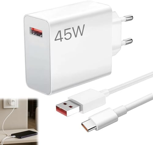 BOULESENM 45W USB Ladegerät Mit Typ C Kabel 2M für Xiaomi Poco X7 Pro M6 Mi Pad 7 6 5 Mi Redmi K80Pro,Schnellladegerät USB Power Handy Ladegeräte für Xiaomi 14T Redmi Pad SE 14C 13,Note 13 12 11 Pro