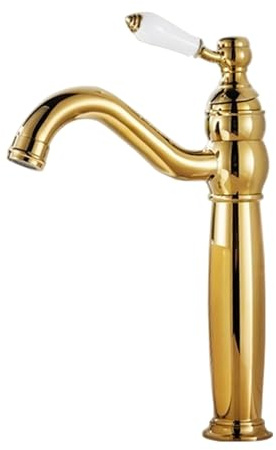 TYMYW Robinet Mitigeur Haut Salle de Bain Retro Pivotant À 360° Robinet Vasque À Poser avec Poignée en Céramique Trou Unique