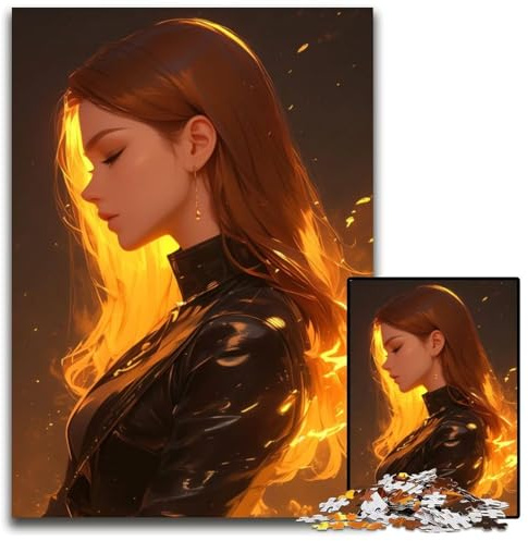 Puzzle mit 1000 Teilen für Erwachsene Anime-Puzzle Fire Queen für Teenager und Familien perfekte DIY-Dekoration und knifflige Herausforderung 1000 Teile (38 x 26 cm)