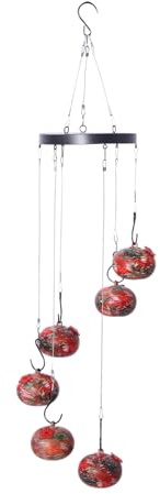 Pqahffowr Bird Feeders for Outdoors, Glass Bird Feeders for Outdoors Hanging Ant and Bee Proof 2024 New Wind Chime C