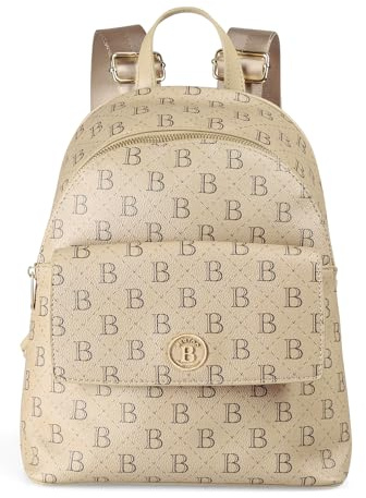 BERTOO Alessia Damen Rucksack - Beige, Kunstleder, 30x27x12 cm | Reiserucksack mit Kofferbefestigung