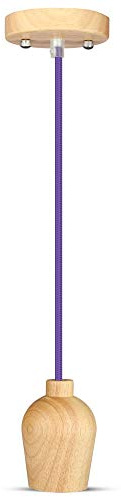 V-TAC - Serie Holzfassung vt-7778 Hängeleuchte Holz + Kabel Ø 73 x 102 x 100 mm Purpur