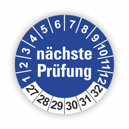 Fassbender-Druck PRÜFPLAKETTEN - Hochwertige Prüfetiketten FD-2 NÄCHSTE WARTUNG Ø 30mm - Selbstklebende PVC-Folie - Wartungsetiketten für Prüfung - Prüfplakette für Prüfungsnachweis (250 Stück)