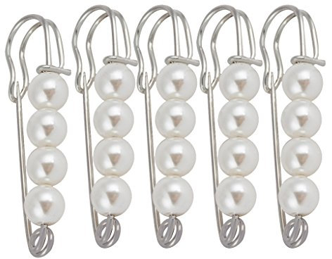 MagiDeal Kit 5pcs Élégant épingle de sûreté Pin Broche avec Faux Perle Clip pour Robe Manteau Écharpe