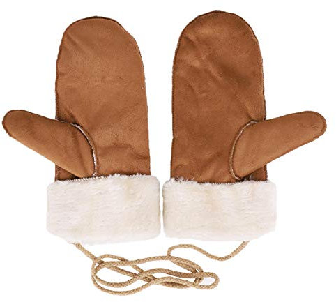 YJZQ Winter Handschuhe Warm Fäustlinge Leder Fausthandschuhe mit Schnur Outdoor Thermohandschuhe Fingerlos Gloves Skihandschuhe für Damen und Herren