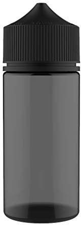 Chubby Gorilla V3 100 ml PET Plastic Unicorn Bottles - Empty Dropper Bottles - 5 x 100 ml (Transparent Black Bottle with Black Cap)