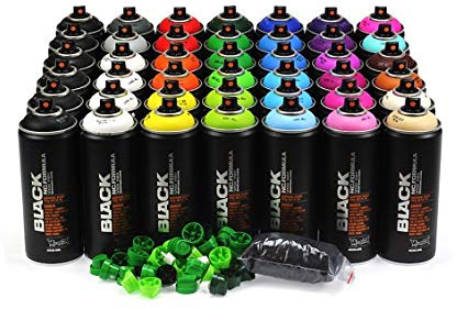 Montana schwarz 400 ml beliebtes Farben Set 42+50caps Graffiti Street Art Wandbild Spray Paint