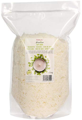 Premium Sojawachs von Materialix - 3kg natürliches Öko-Soja-Wachs-Flocken - Kerzenwachs zum Gießen - Sojawachs Kerzen - Kerzen Wachs - Kerzenwachs Granulat - Wachs zum Kerzen Gießen - Soy Candle Wax
