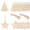 FLOFIA 40pz Addobbi per Albero di Natale in Legno Ciondolo da Appendere Pendenti Natalizi Decorazione Appesa per Casa Regalo Forma Fiocco di Albero di Natale e Stelle