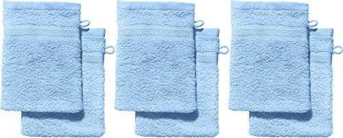 REDBEST Waschhandschuhe, Waschlappen 6er-Pack Chicago hellblau Größe 15x21 cm - saugstark, strapazierfähig, ideal für Reisen, Sport (weitere Farben)