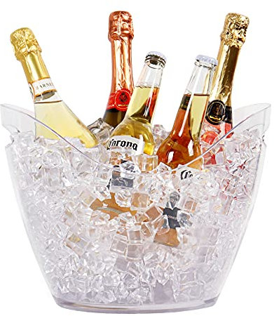 Goklmn Drinks Bucket with Handles, Large Ice Bucket, Transparent-8L