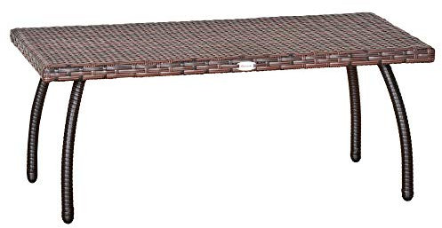 Outsunny Tavolino in Rattan Sintetico da Esterno, Giardino, Terrazzo Impermeabile Marrone 90x50x35cm