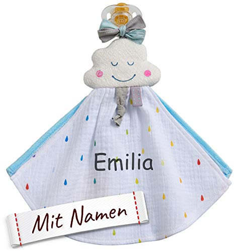 Haba Traumwolke Schmusetuch mit Namen bestickt, Baby & Kinder Schnuffeltuch personalisiert, Kuscheltuch, 305167