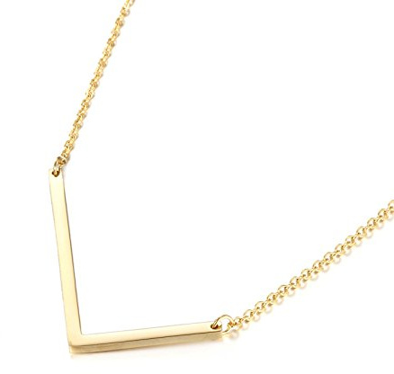 HIJONES Damen Edelstahl Sideways Initial Letter Halskette Choker Kette Alphabet Anhänger