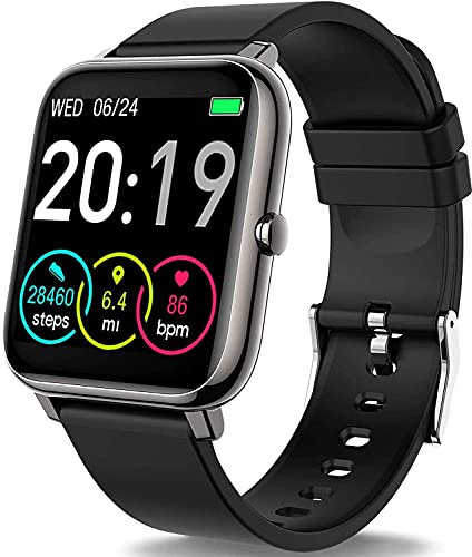2021 Smart Watch for Android/iOS Phones, 1.4 Full Touch Screen Fitness Tracker, Smartwatch for Men Women Heart Rate Monitor, Step Counter, Waterproof Fitness Watch Compatible iPhone Samsung (black)