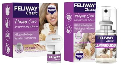 FELIWAY Classic | Pheromone für Katzen | Verdampfer für die Steckdose inkl. 48ml Flakon + 20ml Spray | gegen Stress, für mehr Harmonie | von Tierärzten empfohlen, klinisch getestet