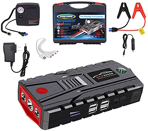 7HAHA3 Véhicule 1200A Peak Supersafe Jump Starter 12V 4USB Portable Voiture Batterie Booster Chargeur Power Bank Dispositif avec Pompe à Air et Valise