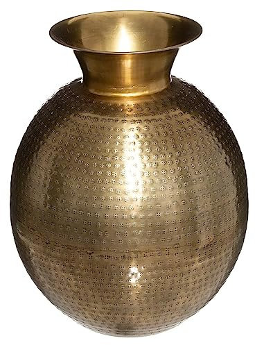 Atmosphera - Vase Oasis - métal martelé - doré H40 cm
