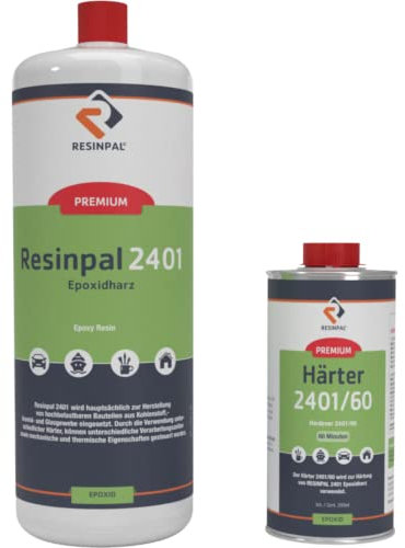 Epoxidharz Resinpal 2401 mit Härter | 2,5 kg Epoxy Set | Hochtemperaturbeständig & mechanisch hoch belastbar | Zum Laminieren | Kunstharz Made in Germany | Komplett für Anfänger & Profis |