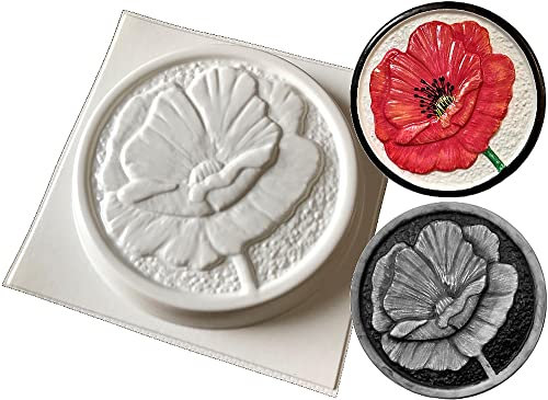 Poppy Garden Concrete or Plaster Plaque Mould Stepping Stone Mold