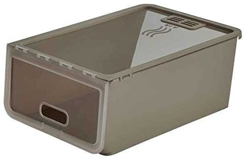 Acan Tradineur - Caja de Zapatos - Fabricado en plástico - Ideal para la organización y guardado de Calzados - 14 x 23,7 x 34,5 cm - Color Marrón Topo