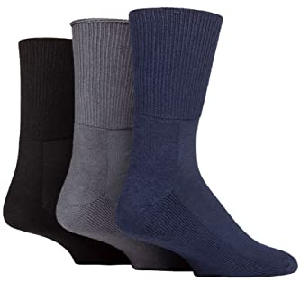 IOMI SOCKSHOP Footnurse Men’s and Ladies’ Bamboo Cushioned Foot Diabetic Socks, Variety of Colours and Unisex Sizes, Soft, Seamless and Stretchy, Multipack of 3 Pairs