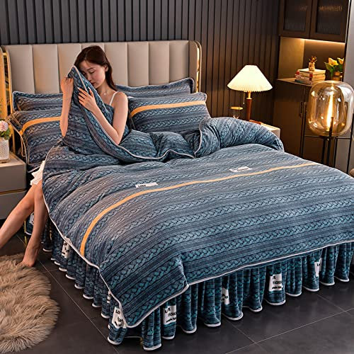 WeihnachtsbettwäSche-Mikrofaser-BettwäSche-Set-Heimtextilien, 4 StüCk, Flanell, Bettbezug, Weiche, Warme, Korallenrote Fleecedecke, Winter-Bettbezug, üBerwurf, Mechanische WäSche-Geschenke FüR MäNner