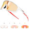 KAPVOE Fahrradbrille MTB Brille Selbsttönend Klar Radbrille Rennrad Sportbrille Sonnenbrille Radsport Laufen Golf Fahrerbrille Baseball Herren Damen Rot Weiß 05