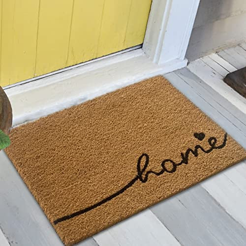 Schlichte Eingangs Fußmatte • Schuhabtreter Naturkokos • Home Herz schwarz braun, 45 x 75 cm