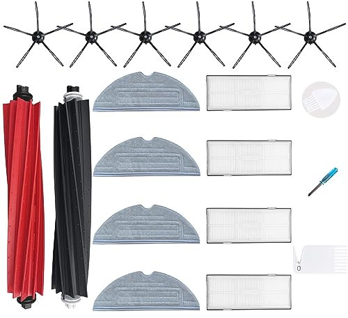 Loveco Kit Pièces d'rechange Compatible pour Roborock S8 S8 Plus S8 Pro Ultra Aspirateur,4 filtres,6 brosses latérales, 4 Chiffons de vadrouille,1 brosses principales,1 Outil de Nettoyage