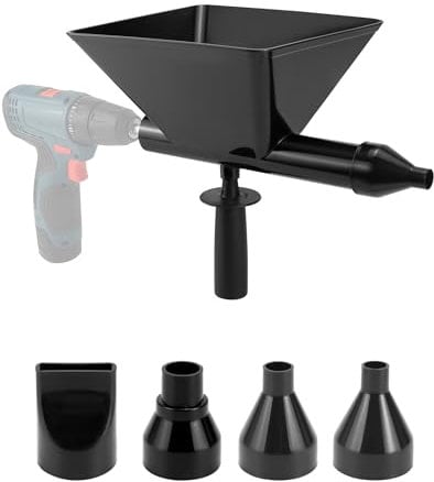 QWORK® Pistola de mortero eléctrica, Rociador de mortero con 5 boquillas reemplazables (plástico)