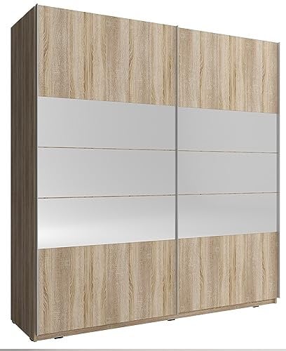 Domando Kleiderschrank Riccione M1 150 Modern Breite 150cm, Schwebetüren, praktische Facheinteilung in Sonoma Eiche