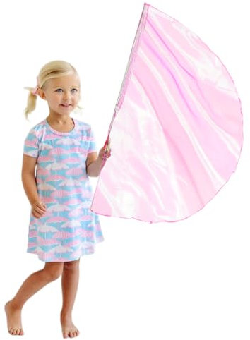 Anbetungsflaggen mit skalierbarem Stab für Kinder, 91,4 cm, weiche halbrunde Flagge für Tanzübungen, Lob Tanzflaggen, göttliches Kirchenbanner (Rosa)