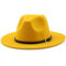 HEYANN Fedora Hut Filzhut Herren Damen Klassische mit breiter Krempe mit Gürtelschnalle Filz Unisex Trilby-Hut Panama Jazz Huts für Damen Herren (M, Gelb)