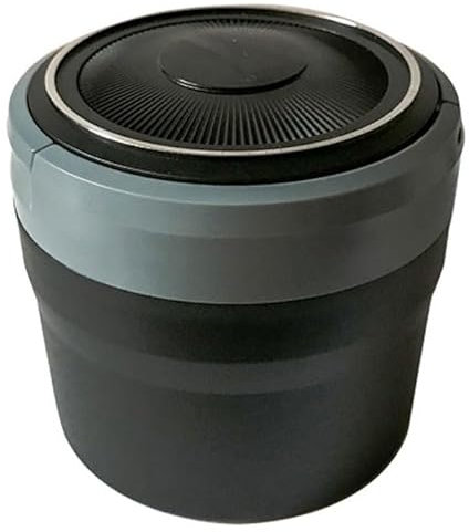 Auto Aschenbecher für Opel Astra/Corsa F Corsa-e, Tragbare Aschenbecher Abnehmbarer Rauchfreier mit Deckel und LED Versiegelt Staubdicht Auto-Mülleimer,C Black Gray