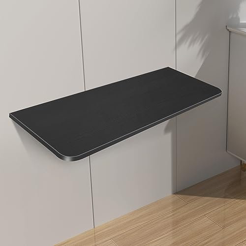 Cannoli Wandtisch, klappbar, Wandtisch, kleiner Raum, schwimmend, klappbar, mit WC-Sitz, Wandmontage, 60 x 30 x 1,6 cm, Schwarz