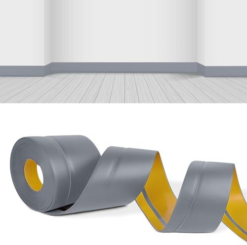YushengTai Battiscopa,Grigio Scuro 18 M PVC Battiscopa Adesivo 50 x 20 mm, Battiscopa Cucina Adatto per Bagno, Cucina (Grigio Scuro)