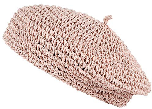 GEMVIE Béret Basque en Paille Femme Chapeau d'Été Tissé Français Art Voyage Anti UV Plage de Soleil