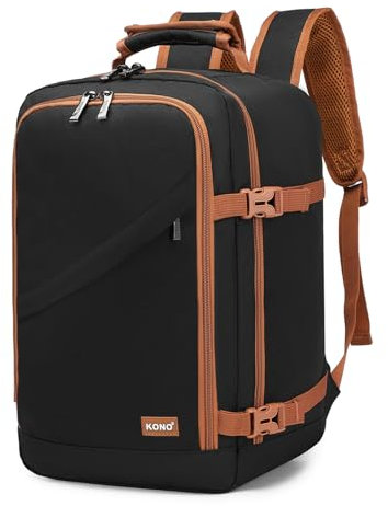 Kono Kabinentasche für Ryanair, Untersitz Reise Handgepäckrucksack, Kabinengröße 40 x 20 x 25 cm, 20 l, schwarz/braun