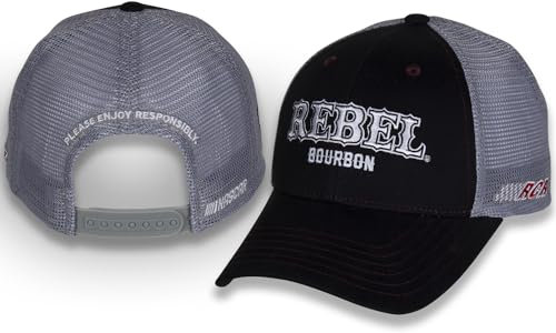 CHECKERED FLAG SPORTS Kyle Busch #8 NASCAR 2024 Rebel Sponsor Schwarz Grau Mesh Racing Snapback Hut, Schwarz, Einheitsgr��e